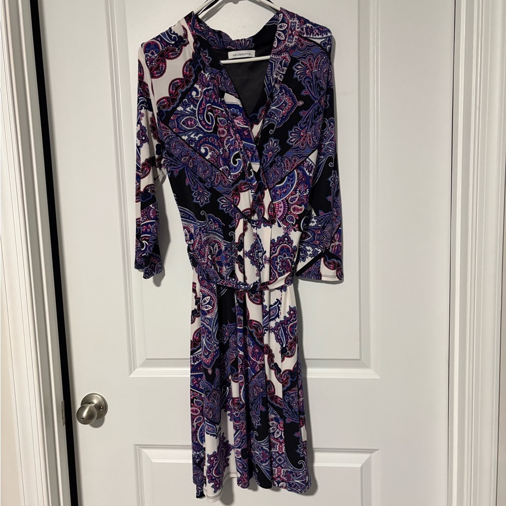 Liz Claiborne Multicolor Paisley Long Sleeve Dress